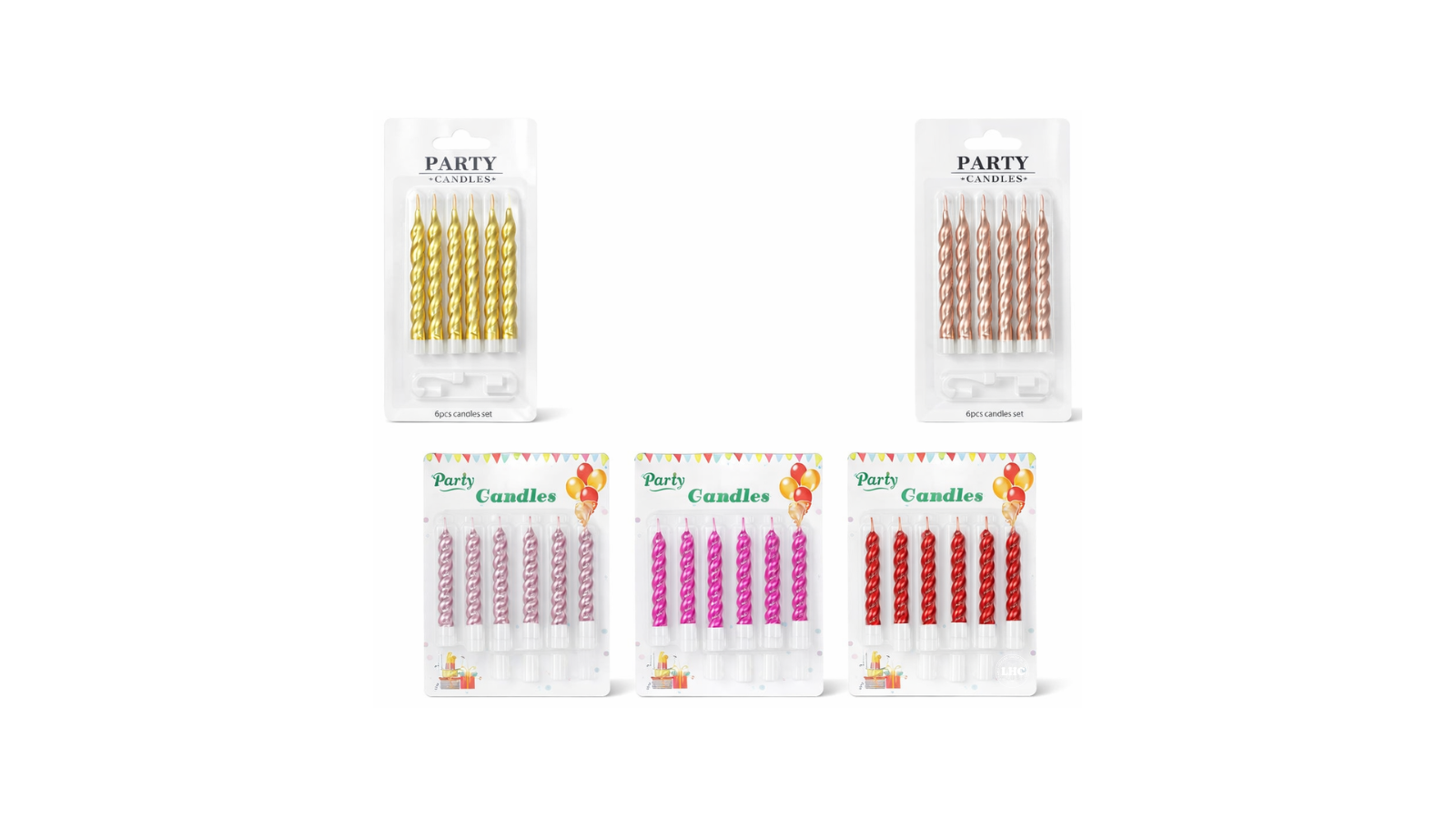 Birthday Candles With Holders - 6 Pcs